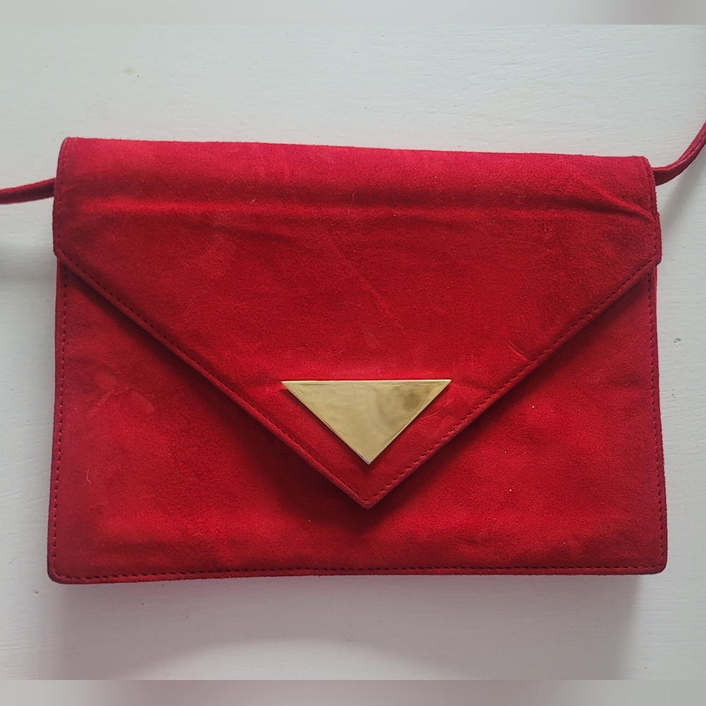 Urban Red Leather Crossbody Letter Shaped Bag